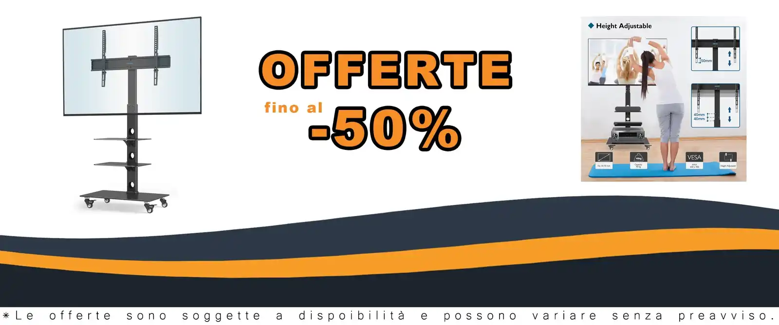Stand TV adattabile 30-70 pollici con carrello
