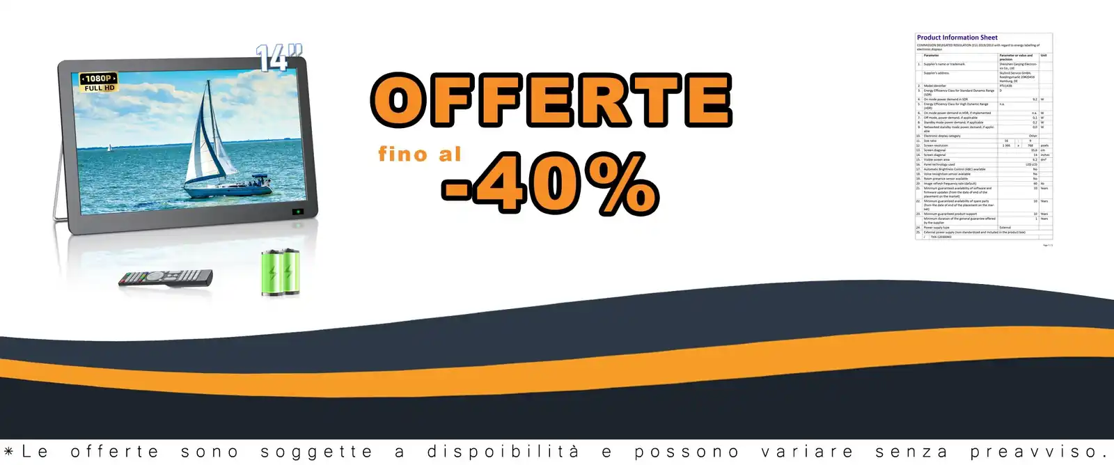 TV portatile Desobry 14.2 pollici antenne potenti
