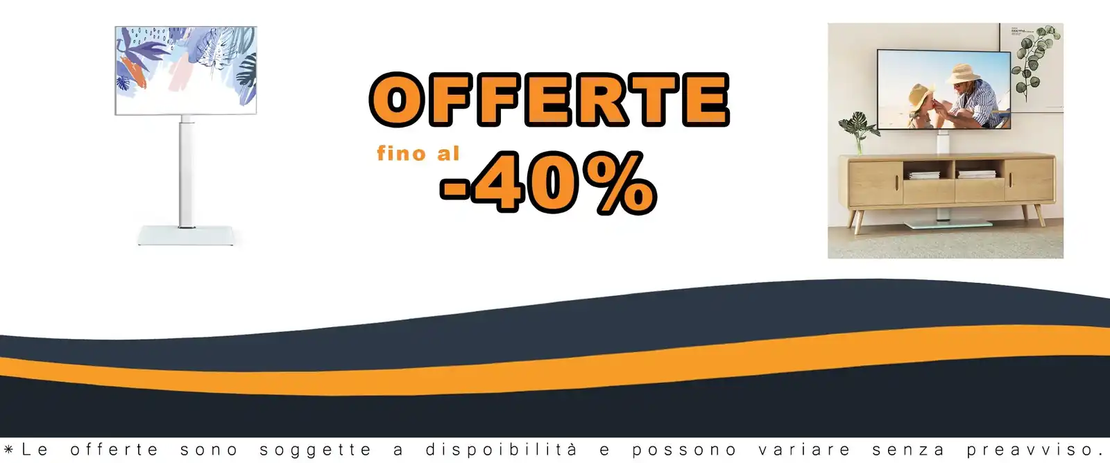 Piedistallo TV girante 70° ad adattamento di altezza, vetro resistente