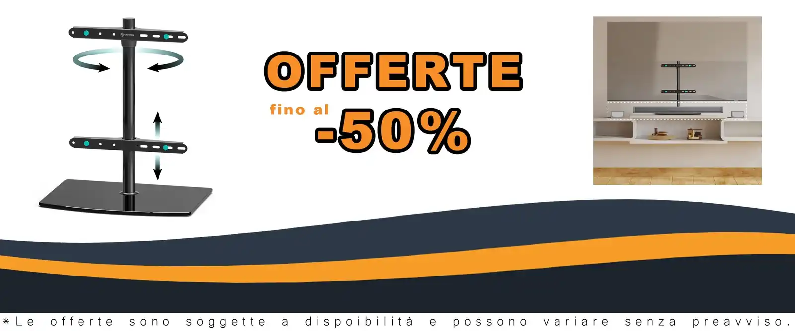 Stantino per TV universale 32-75 pollici, pesante fino a 40 kg